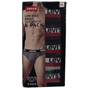 NEW Levi's Low Rise Briefs Cotton Underwear 5-Pack  XL XLarge Men's Grey NWT